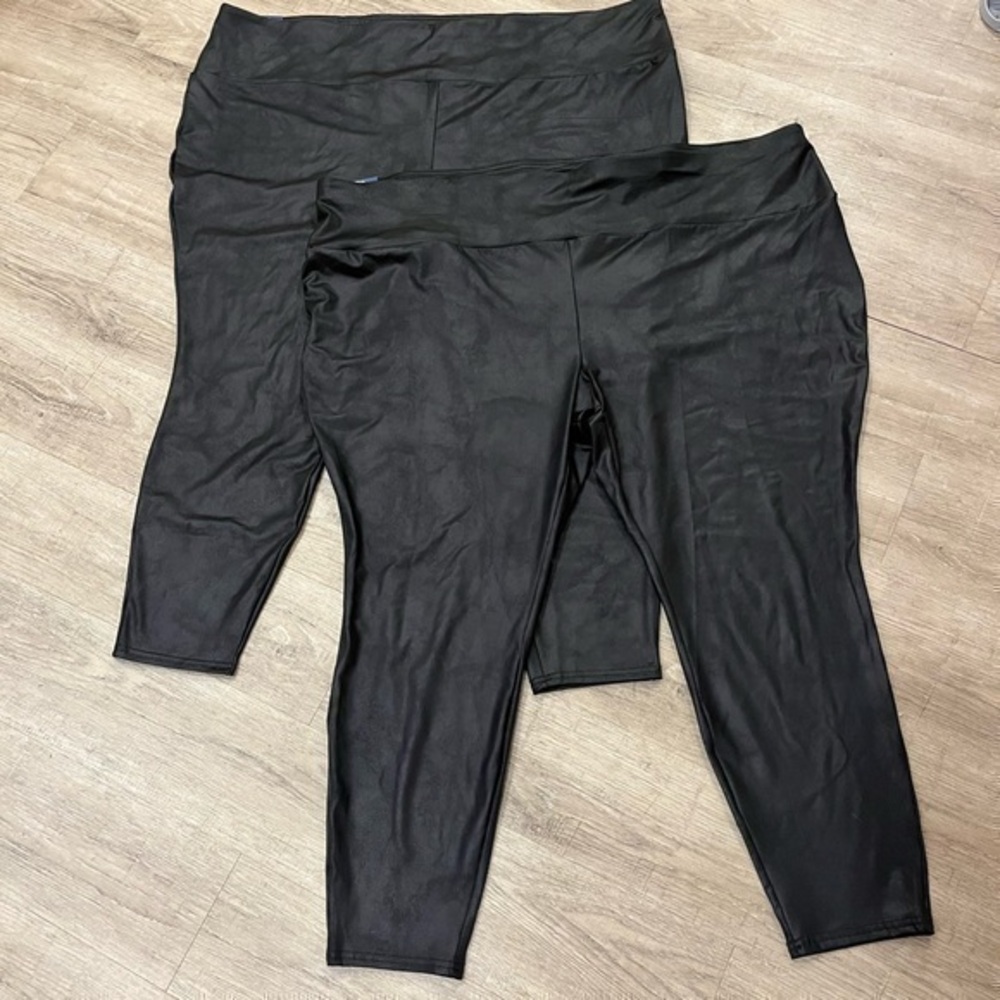 Bundle NWT Terra & Sky Black Leggings 4X Lightweight Faux Leather